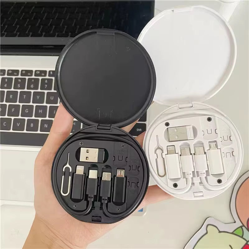 Ultimate 6-in-1 Multi-Functional USB Data Cable Storage Box with Fast Charging & Mobile Holder